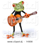 October 3rd, 2016: Clipart of a 3d Frog Playing Guitar by