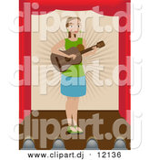 June 25th, 2017: Vector Clipart of a Lady Playing a Guitar on a Stage by