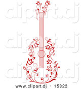May 21st, 2016: Vector Clipart of a Red Floral Guitar by Vector Tradition SM