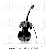 Vector Clipart of an Ornate Violin - Black and White Version by BNP Design Studio