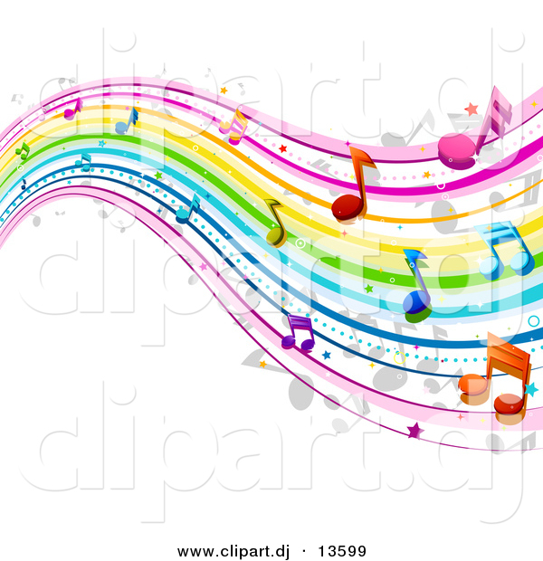 Vector Clipart of a Rainbow Waves with Music Notes - Background DesignRainbow Waves with Music Notes - Background Design