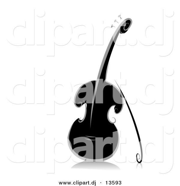 Vector Clipart of an Ornate Violin - Black and White Version
