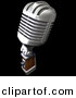 3d Clipart of a Retro Metal Microphone on Black by