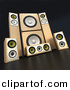 3d Clipart of a Wooden Sound System Set over Black Background by