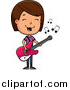 Cartoon Vector Clipart of a Brunette Adolescent White Teenage Girl Playing a Guitar by Cory Thoman