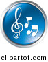 Vector Clipart of 3 Music Notes - Blue Website Button Icon by