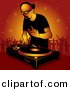 Vector Clipart of a Bald DJ Man Playing Dance Music to Crowd of Party People by Dero