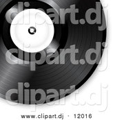 Vector Clipart of a Black Vinyl Record with a Blank White Label by Elaineitalia